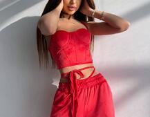 Велюровий комплект трійка: кофта + корсет з чашечками + джогери  | PUSHKA SHOP