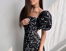 Сукня -міді зі шнурівкою на спинці та розрізом на ніжці | PUSHKA SHOP