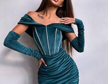 Оксамитова корсетна сукня міні, декорована стразами     Ручна робота  | PUSHKA SHOP