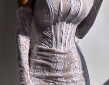 Сукня міні зі шлейфом та рукавичками | PUSHKA SHOP