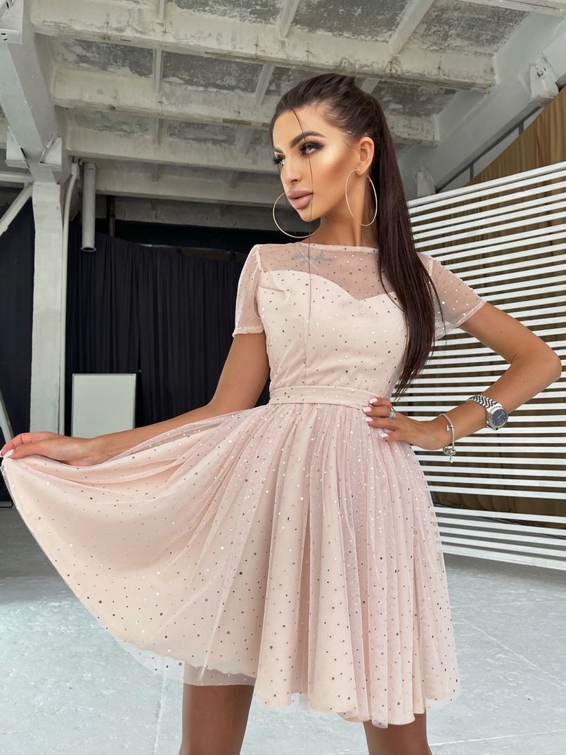 Платье-мини с голографическими блестками Платье-мини с голографическими блестками | PUSHKA SHOP