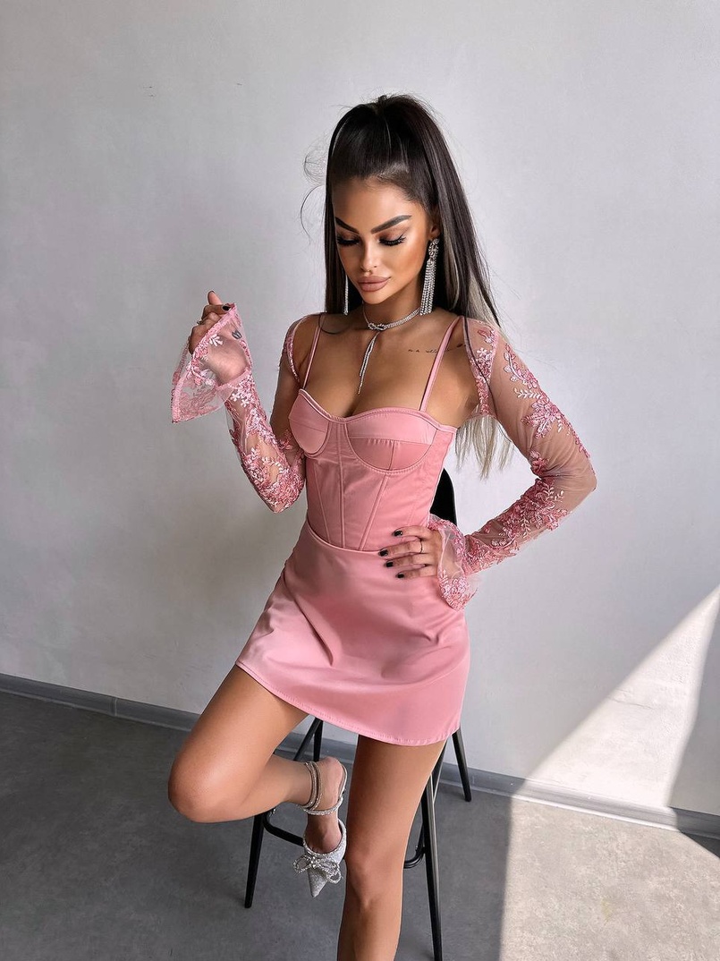 Атласна корсетна сукня-бюстьє + мереживне болеро | PUSHKA SHOP