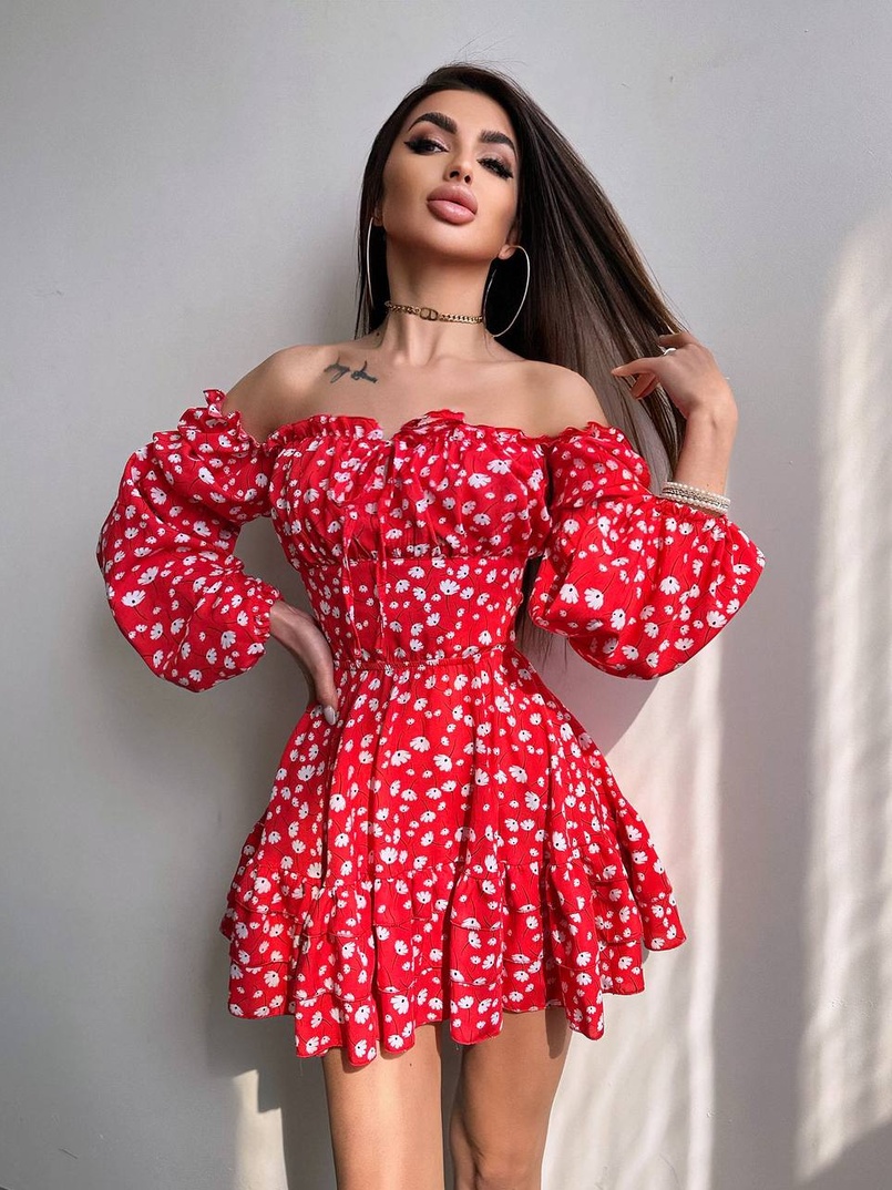 Квіткова сукня з воланами та шнуровкою по спинці | PUSHKA SHOP