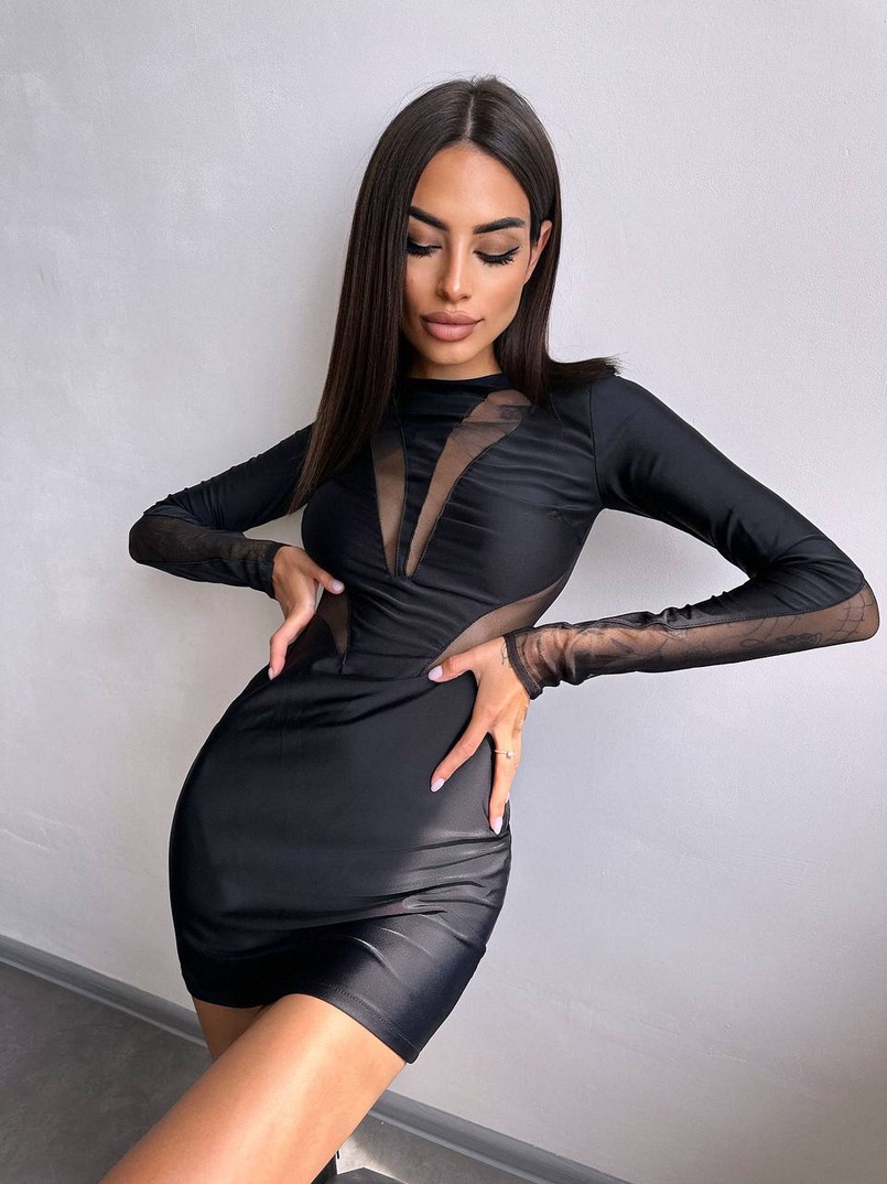 Сукня міні із вставками сітки  | PUSHKA SHOP