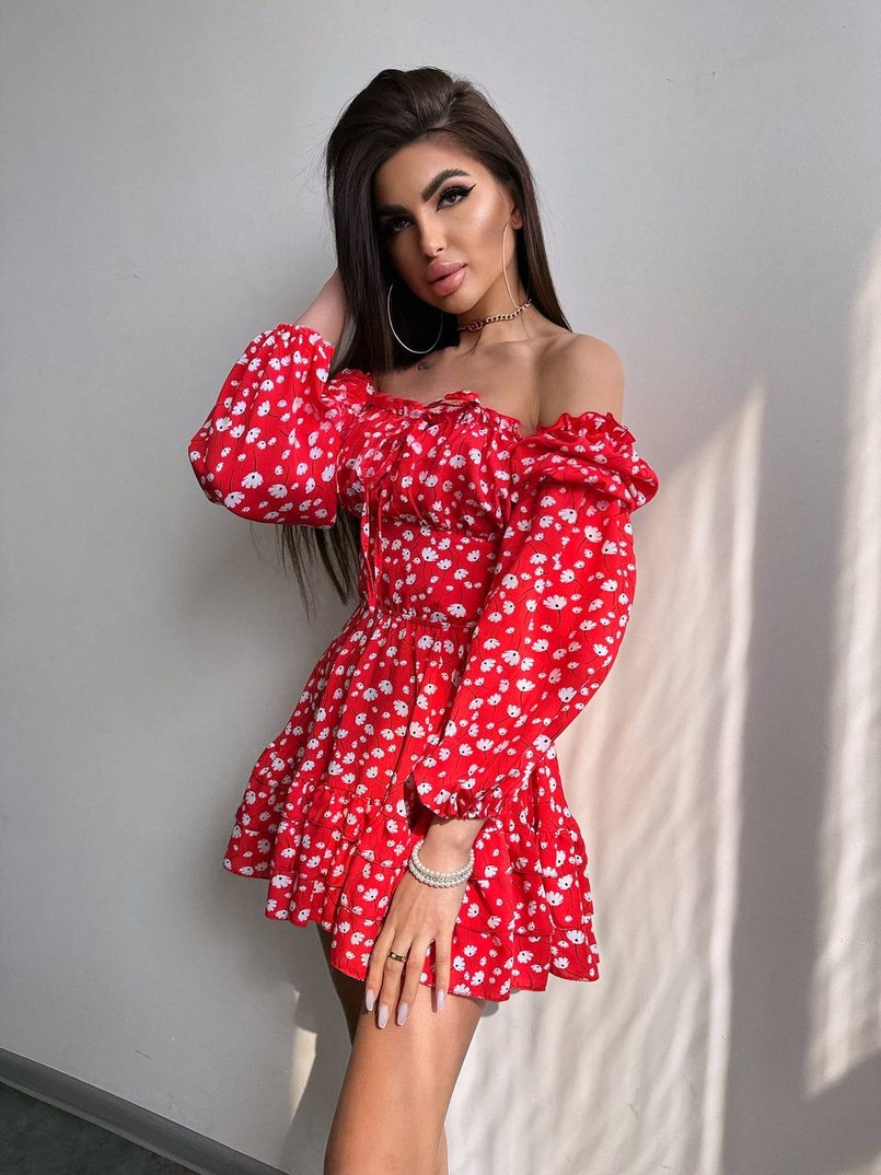 Квіткова сукня з воланами та шнуровкою по спинці | PUSHKA SHOP