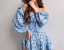 Сукня з квітковим принтом з воланами на ґудзиках  | PUSHKA SHOP
