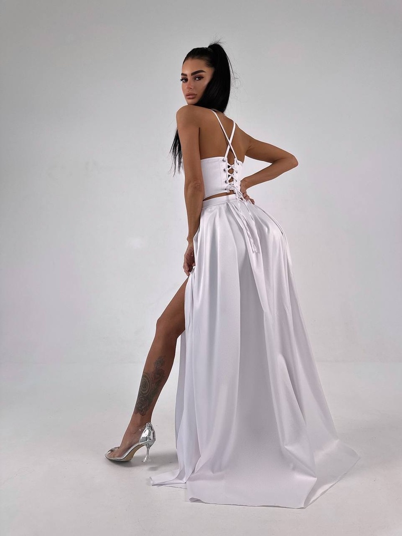 Атласний комплект: корсет + спідниця максі  | PUSHKA SHOP