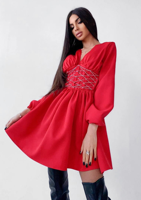 Платье с корсетной вставкой и пышной юбкой   | PUSHKA SHOP