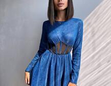 Приталена блискуча сукня з корсетною вставкою та пишною спідницею-сонцем | PUSHKA SHOP