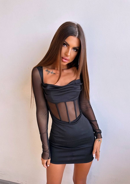 Сукня міні з філіжанками та елементами корсету  | PUSHKA SHOP