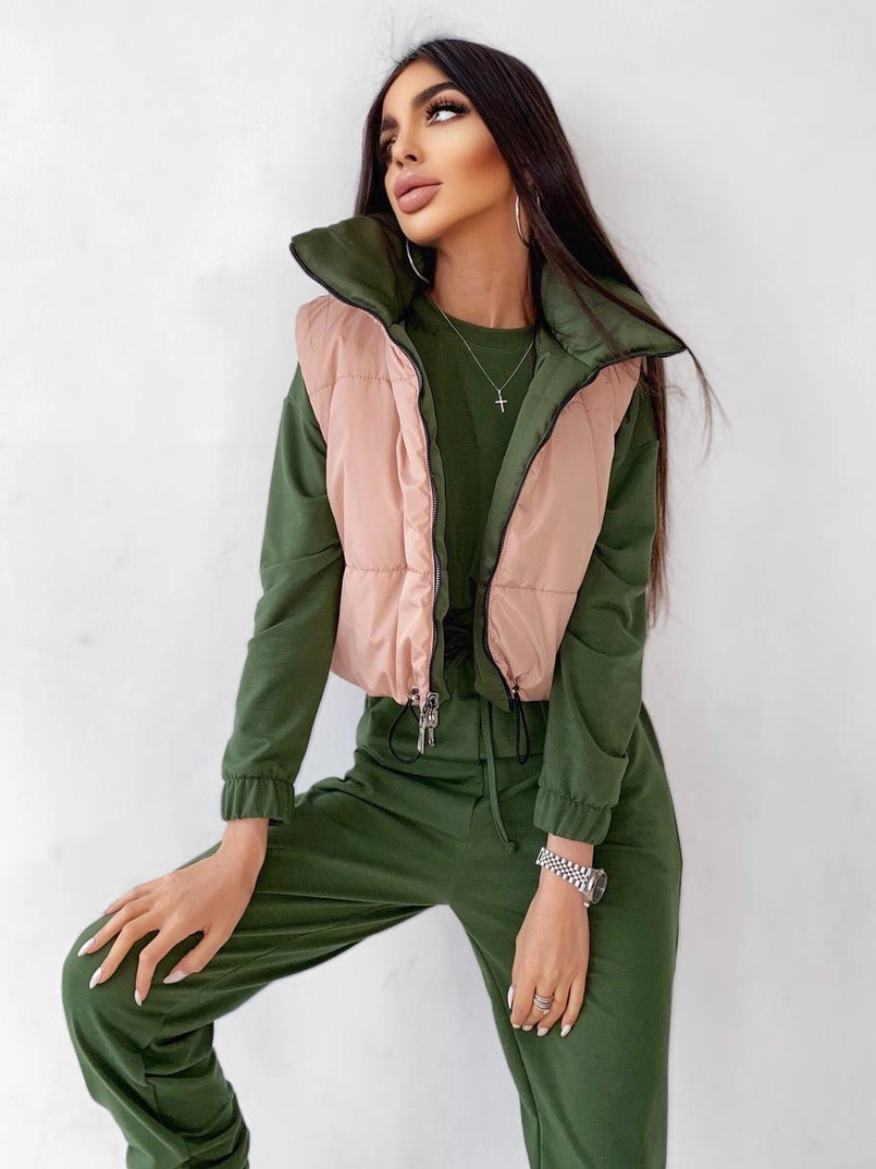 Комплект: комфортный трикотажный комбинезон   укорочённый двухсторонний жилет  Комплект: комфортный трикотажный комбинезон   укорочённый двухсторонний жилет  | PUSHKA SHOP