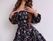 Квіткова сукня з воланами та шнуровкою по спинці Квіткова сукня з воланами та шнуровкою по спинці | PUSHKA SHOP