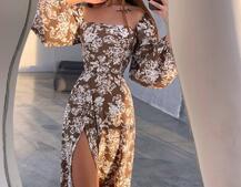 Улюблена сукня-міді зі шнурівкою на спинці та розрізом на ніжці | PUSHKA SHOP