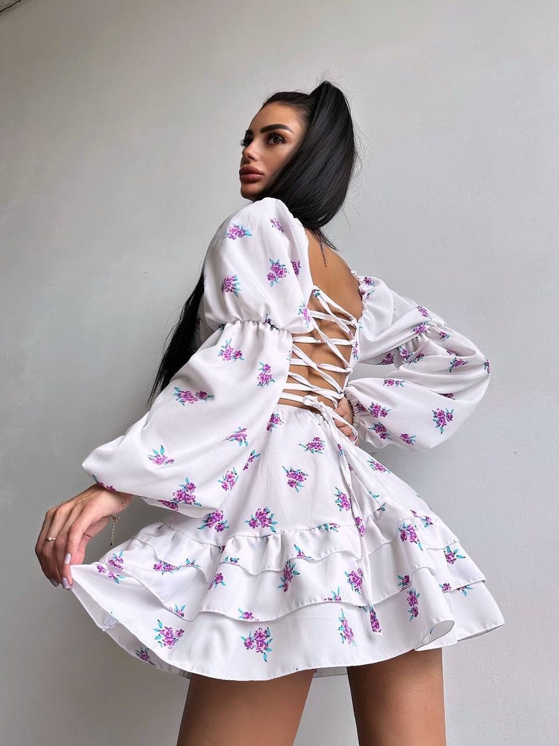 Сукня з квітковим принтом з воланами на ґудзиках  Сукня з квітковим принтом з воланами на ґудзиках  | PUSHKA SHOP