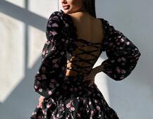 Квіткова сукня з воланами та шнуровкою по спинці Квіткова сукня з воланами та шнуровкою по спинці | PUSHKA SHOP