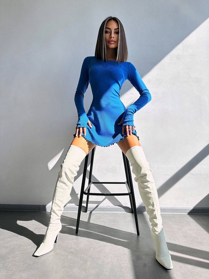 Трикотажна сукня міні  зі шнурівкою на спинці    | PUSHKA SHOP