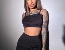 Комплект: топ + штани із сіткою зі стразами  | PUSHKA SHOP