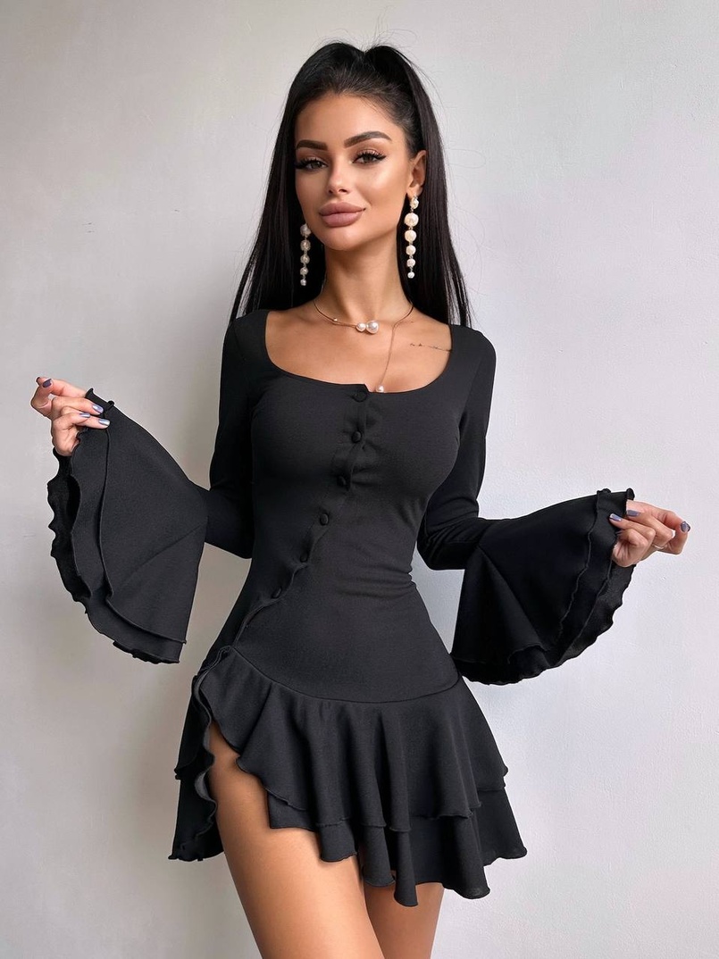 Сукня з з воланами на ґудзиках  | PUSHKA SHOP