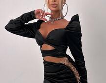 Сукня міні з драпіруванням, декорована стразами  | PUSHKA SHOP