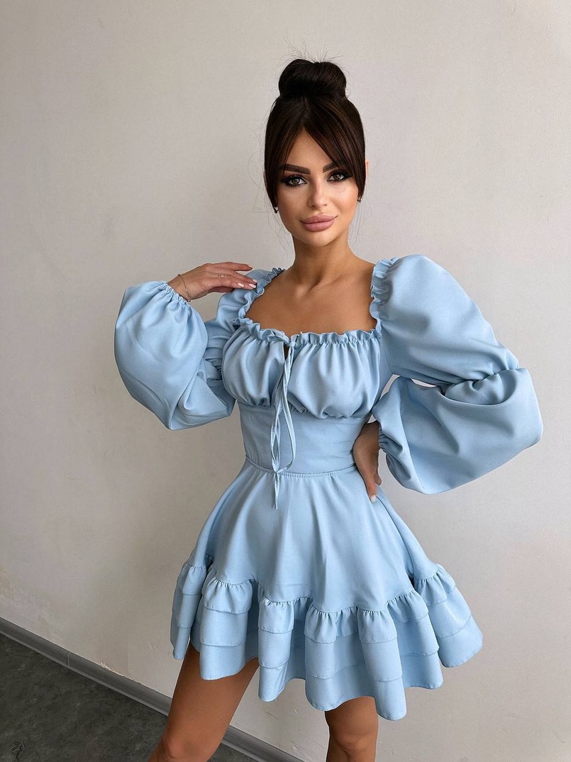 Сукня з воланами та шнурівкою  по спинці | PUSHKA SHOP