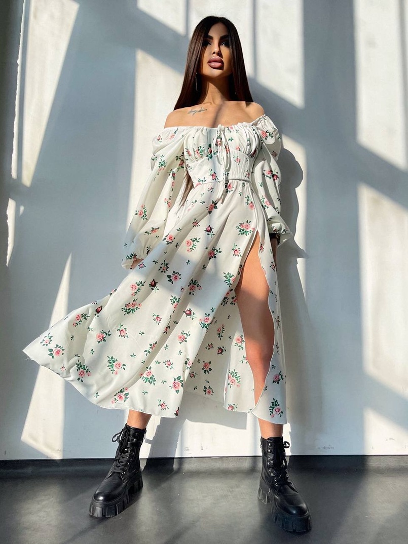 Сукня міді з квітковим принтом  Сукня міді з квітковим принтом  | PUSHKA SHOP