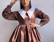 Котонова сукня з комірцем + бант  Котонова сукня з комірцем + бант  | PUSHKA SHOP