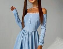 Трикотажное платье, декорированное кружевом Трикотажное платье, декорированное кружевом | PUSHKA SHOP