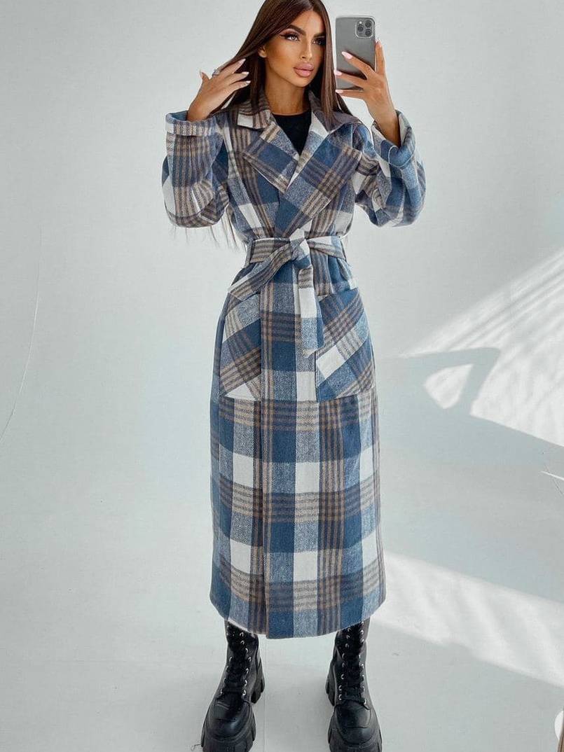 Кашемировое пальто в клетку на подкладке | PUSHKA SHOP