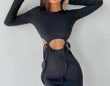 Трикотажное облегающее платье с завязками Трикотажное облегающее платье с завязками | PUSHKA SHOP