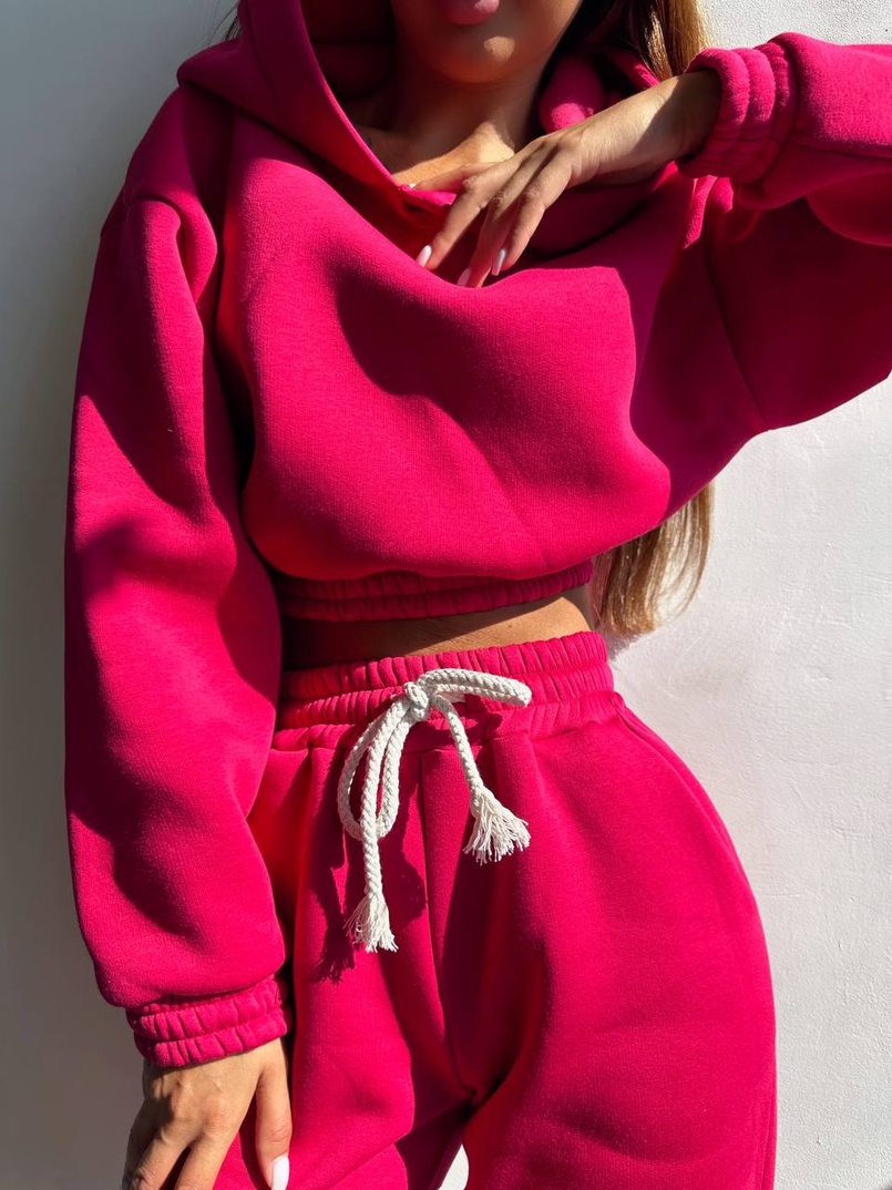 Базовий костюм на флісі з об'ємними капюшоном | PUSHKA SHOP