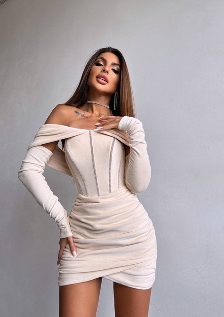 Оксамитова корсетна сукня міні, декорована стразами     Ручна робота  | PUSHKA SHOP