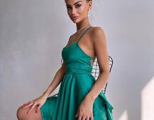 Шовкова сукня з пишною спідницею та шнурівкою Шовкова сукня з пишною спідницею та шнурівкою | PUSHKA SHOP