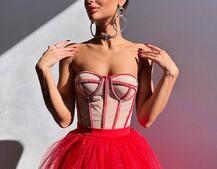 Комплект: корсет бюстьє декорований стразами + пишна спідниця максі  Ручна робота  | PUSHKA SHOP