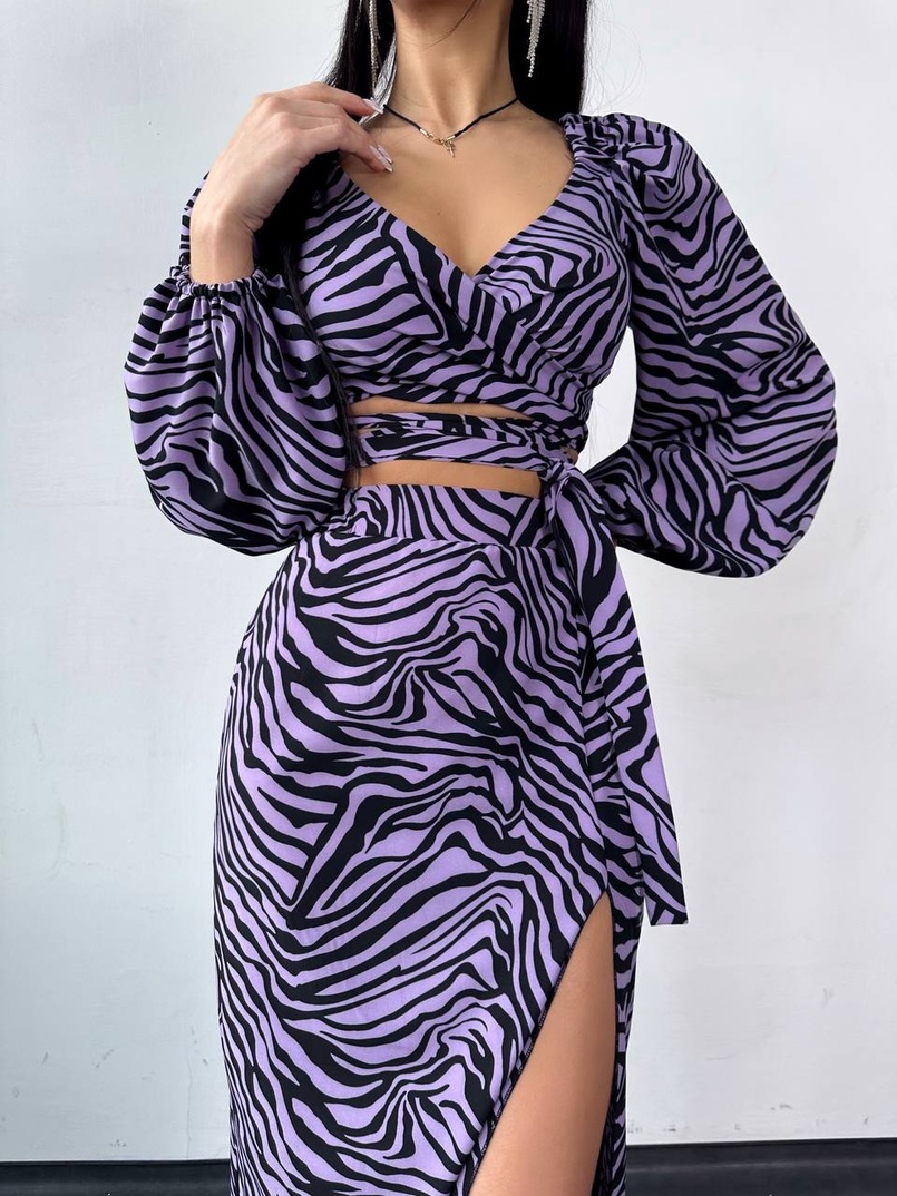 Комплект: топ із зав'язками на талії + спідниця міді з розрізом | PUSHKA SHOP