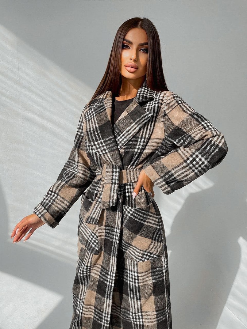 Кашемировое пальто в клетку на подкладке | PUSHKA SHOP