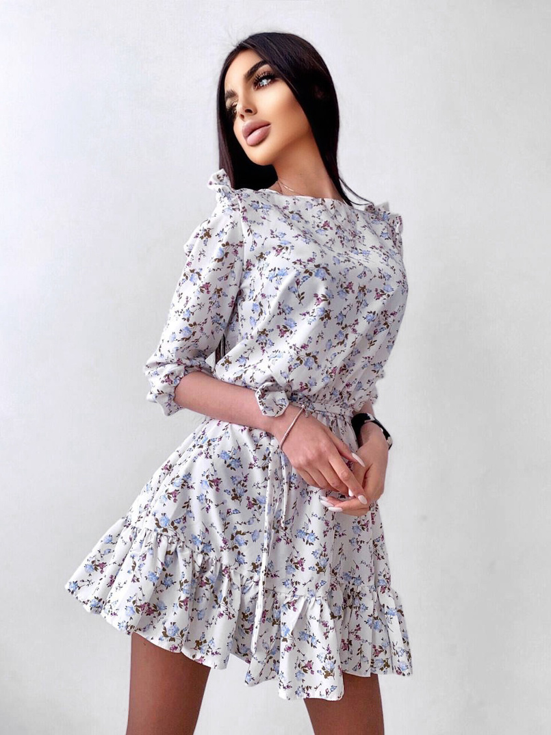 Милое цветочное платье с оборками Милое цветочное платье с оборками | PUSHKA SHOP