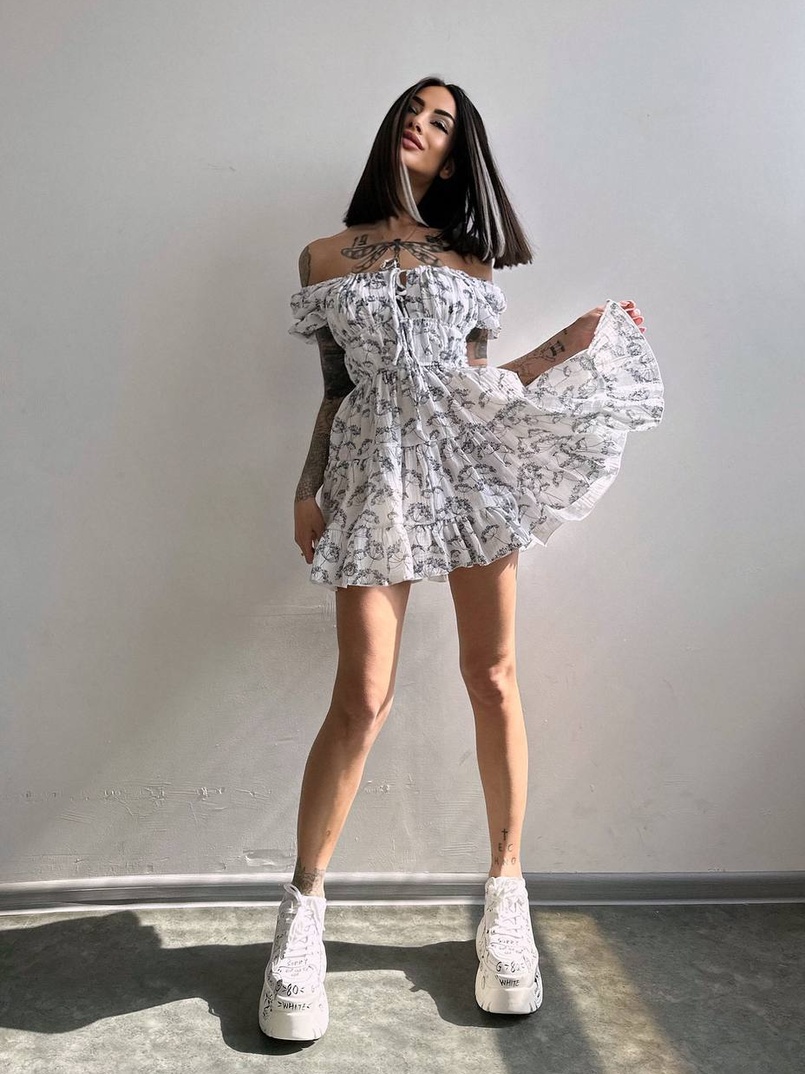 Муслинова сукня з принтом  | PUSHKA SHOP