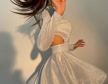 Блискуча сукня міні з відкритою спиною  Блискуча сукня міні з відкритою спиною  | PUSHKA SHOP