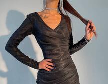 Блестящее платье со сборкой Блестящее платье со сборкой | PUSHKA SHOP