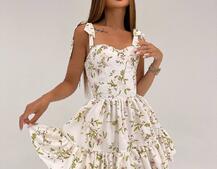 Сукня з чашечками та елементами корсету в квітковий принт  | PUSHKA SHOP