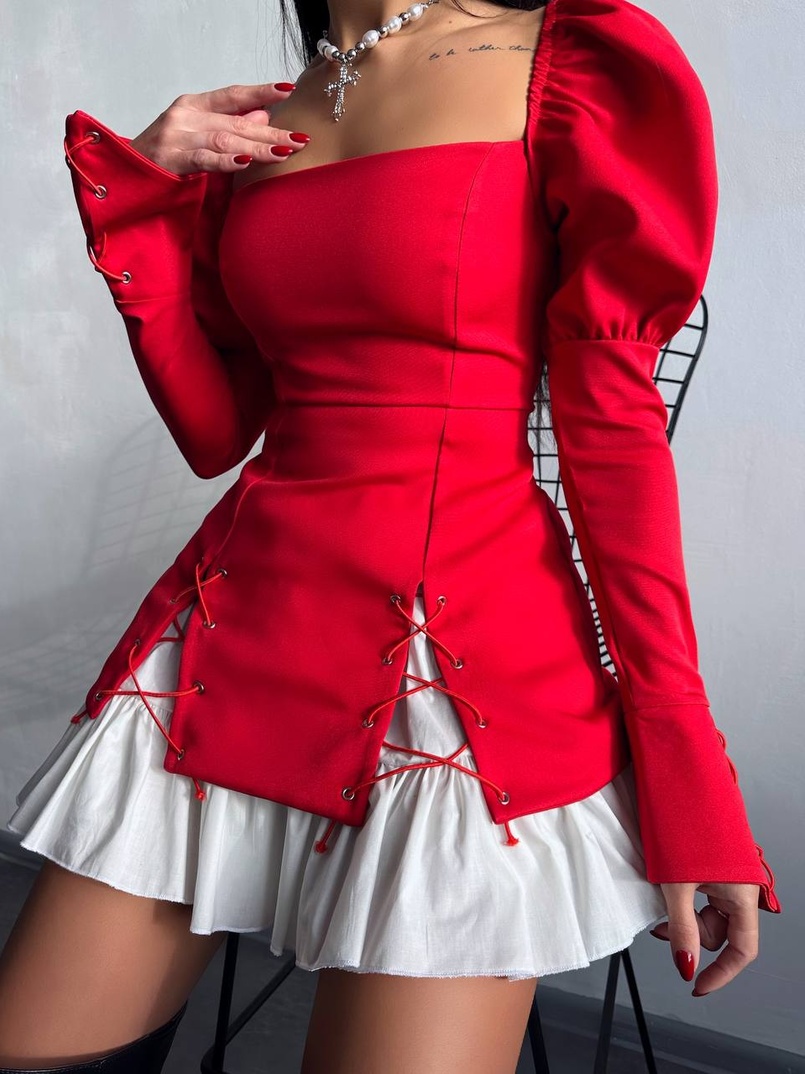 Сукня з об'ємними рукавами + спідниця з воланами Сукня з об'ємними рукавами + спідниця з воланами | PUSHKA SHOP