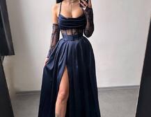 Атласний комплект: корсет + спідниця максі  | PUSHKA SHOP