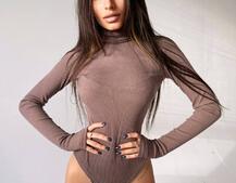 Трикотажный боди с высоким горлом  | PUSHKA SHOP