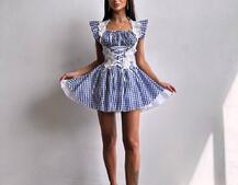 Сукня в клітинку декорована мереживом  | PUSHKA SHOP
