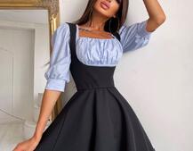 Платье с объемными рукавами из хлопка Платье с объемными рукавами из хлопка | PUSHKA SHOP