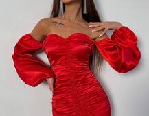 Атласна сукня з драпіруванням | PUSHKA SHOP