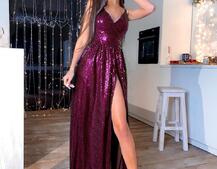 Блестящее платье макси с разрезом | PUSHKA SHOP