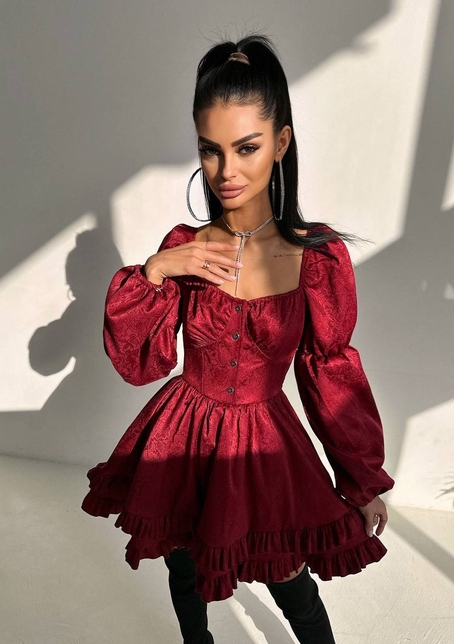 Корсетна сукня  з пишною подвійною спідницею та рюшами  | PUSHKA SHOP