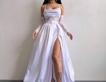 Атласний комплект: корсет + спідниця максі  | PUSHKA SHOP