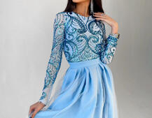 Платье-макси с пышной юбкой и блестящим верхом Платье-макси с пышной юбкой и блестящим верхом | PUSHKA SHOP